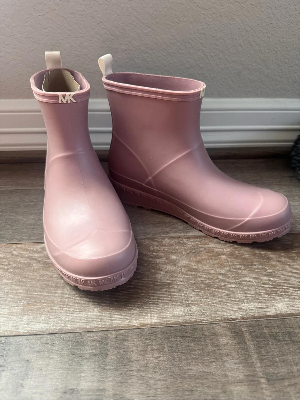 Michael Kors Blush Pink Mac Rain Boots with MK Logo